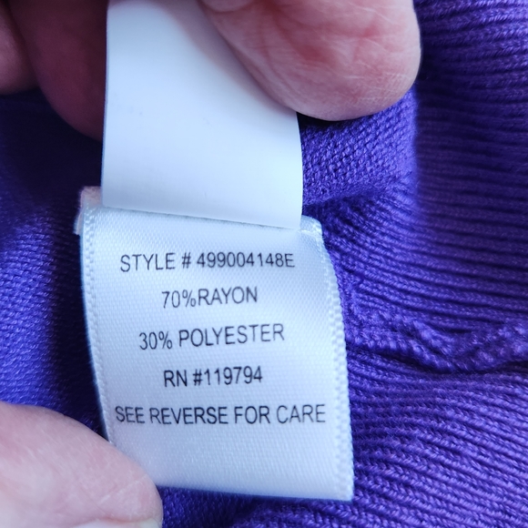 One World, NWT, Live & Let Live Purple Button Crop Cardigan L - Picture 10 of 11